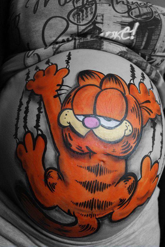Animated Cartoon Tiger Pregnancy Tattoo On Belly