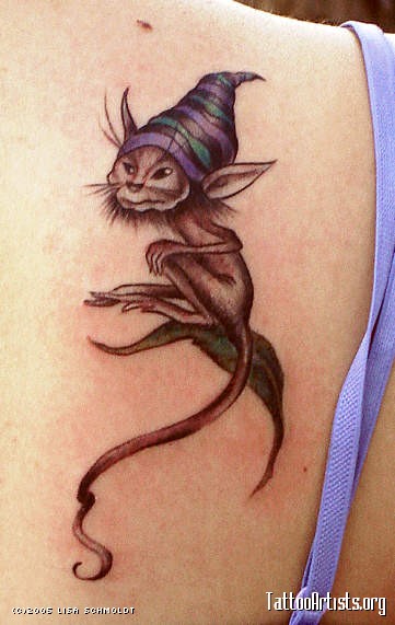 Animated Goblin Tattoo On Right Back Shoulder