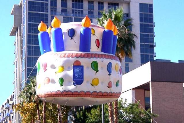 Beautiful Cake Balloon Float During Nevada Day Parade In Las Vegas