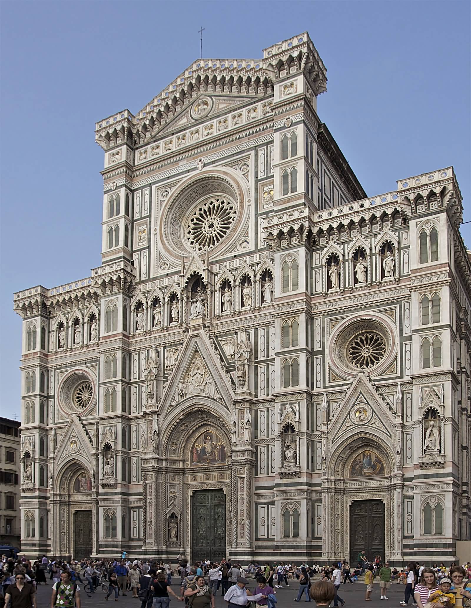 Beautiful Front Facade View Of The Florence Cathedral