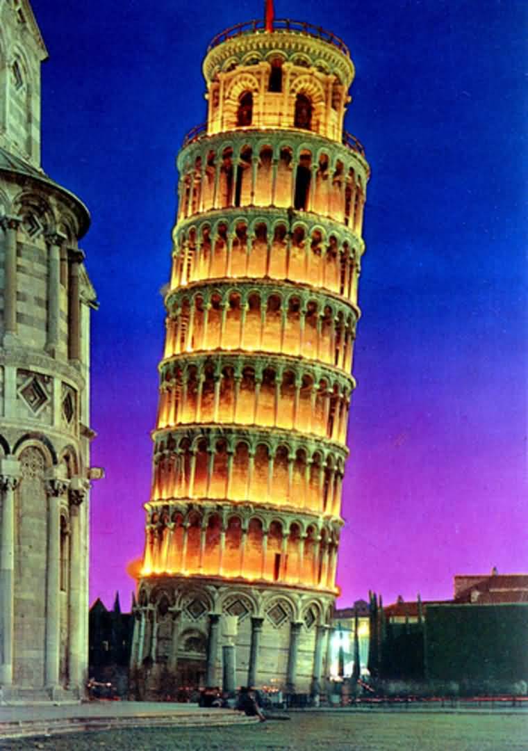 Beautiful Night Light Decoration At The Leaning Tower Of Pisa