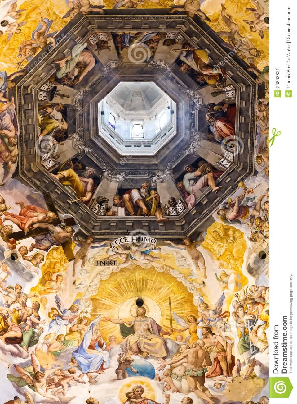 Beautiful Paintings Inside The Dome Of Florence Cathedral