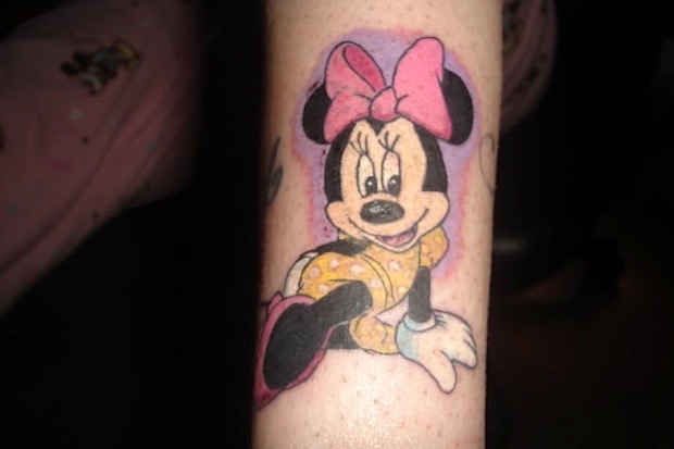 Disney Mickey And Minnie Tattoo On Forearm