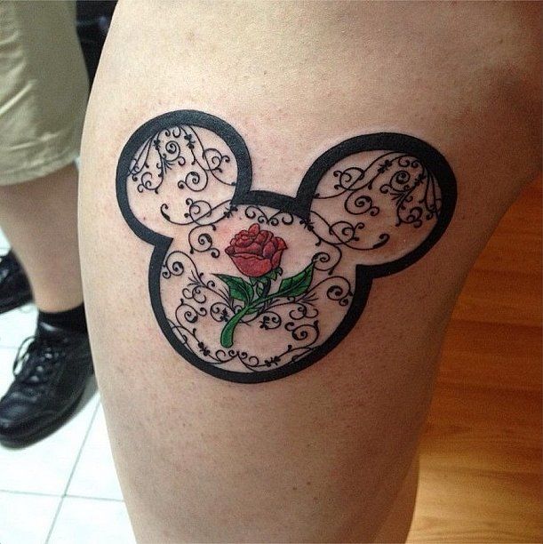 Disney Minnie Tattoo On Side Leg