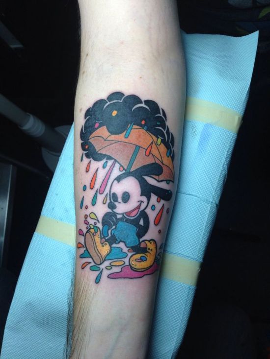 Disney Oswald Mickey Mouse Tattoo On Forearm