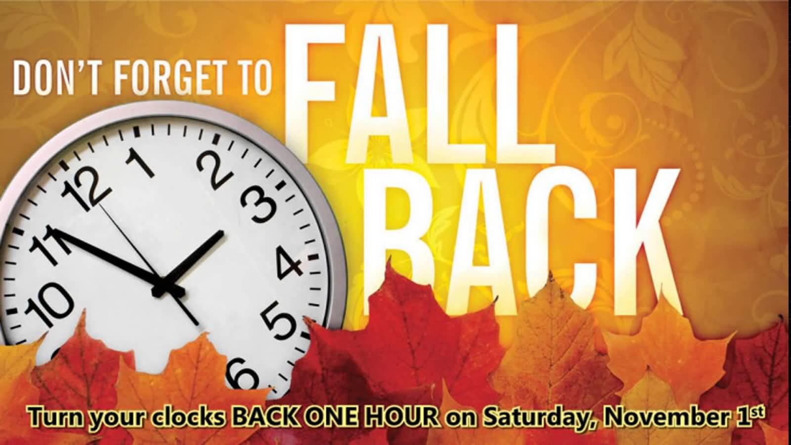Don’t Forget To Fall Back Turn Your Clocks Back One Hour