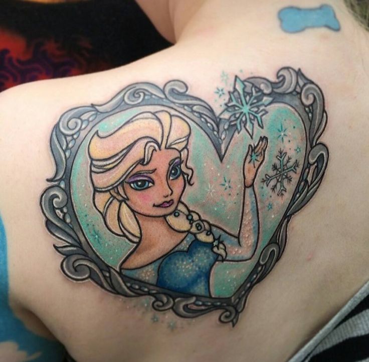 Elsa Tattoo On Left Back Shoulder