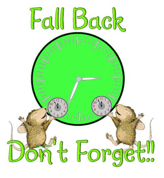 Fall Back Don't Forget Daylight Saving Time Ends Mouses Animated Picture