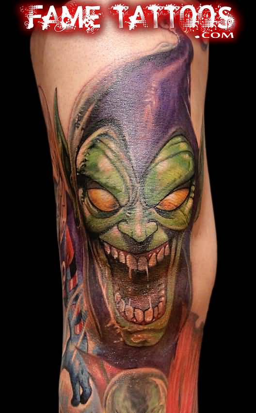 Green Scary Goblin Tattoo