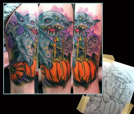 Halloween Goblin Tattoo On Arm