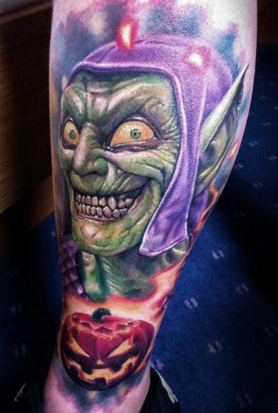 Halloween Goblin Tattoo On Leg Sleeve
