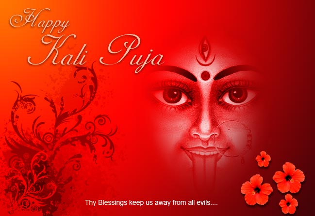 Happy Kali Puja Greeting Card The Blessings Keep Us Away From All Evils