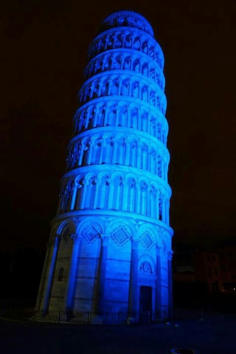 Incredible Blue Lights On The Leaning Tower Of Pisa At Night