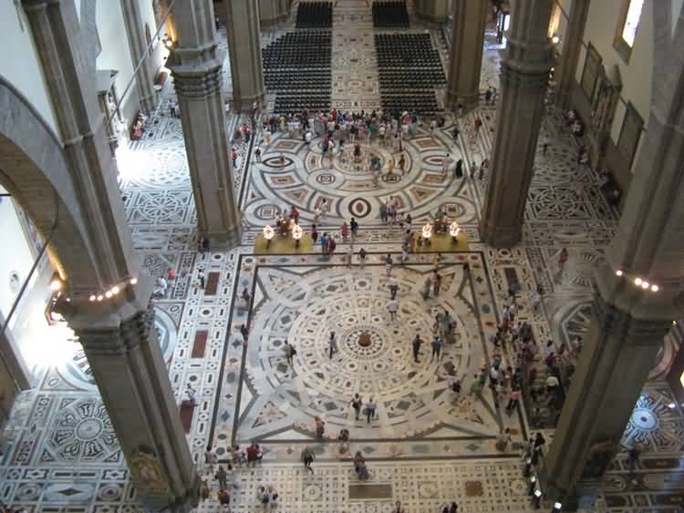 Inside View And Mosaic Pavement Of The Florence Cathedral