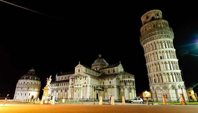 Leaning Tower Of Pisa And St. Mary Cathedral During Night Picture