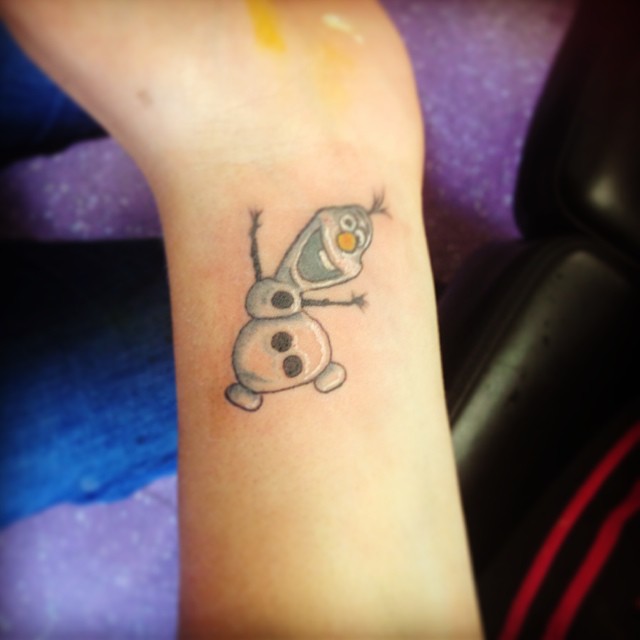 Olaf Tattoo On Left Wrist