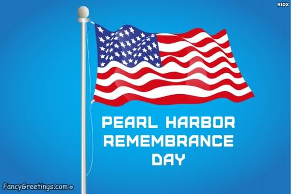 Pearl Harbor Remembrance Day Waving American Flag Illustration