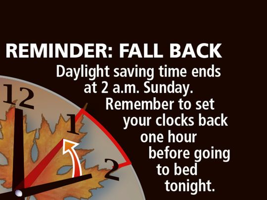 Reminder Fall Back Daylight Saving Time Ends At 2 a.m. Sunday Remember To Set Your Clocks Back One Hour Before Going To Bed Tonight