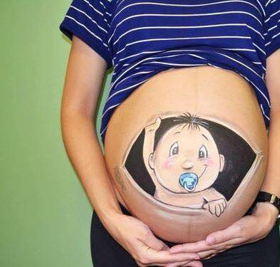 Ripped Skin New Born Baby Pregnancy Tattoo On Belly