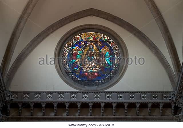 Rose Window Inside The Florence Cathedral