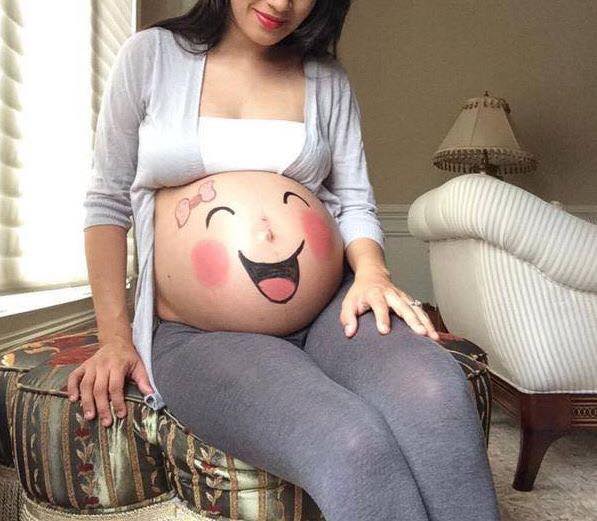 Smiley Face Pregnancy Tattoo For Girls