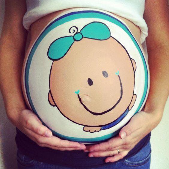 Smiling Baby Pregnancy Tattoo For Girls