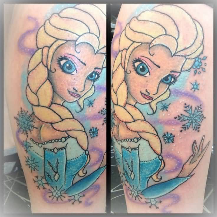 Snowflakes And Elsa Tattoo Idea