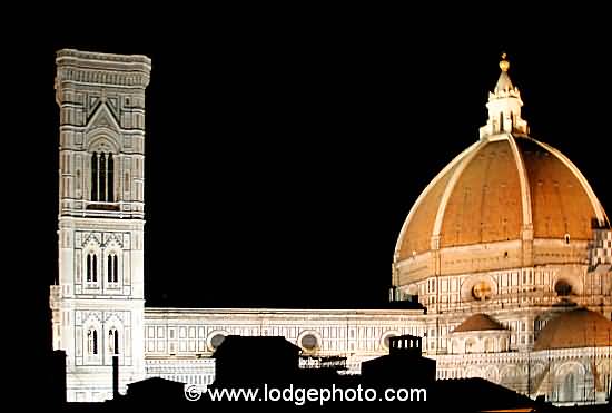 The Florence Cathedral Lit Up At Night