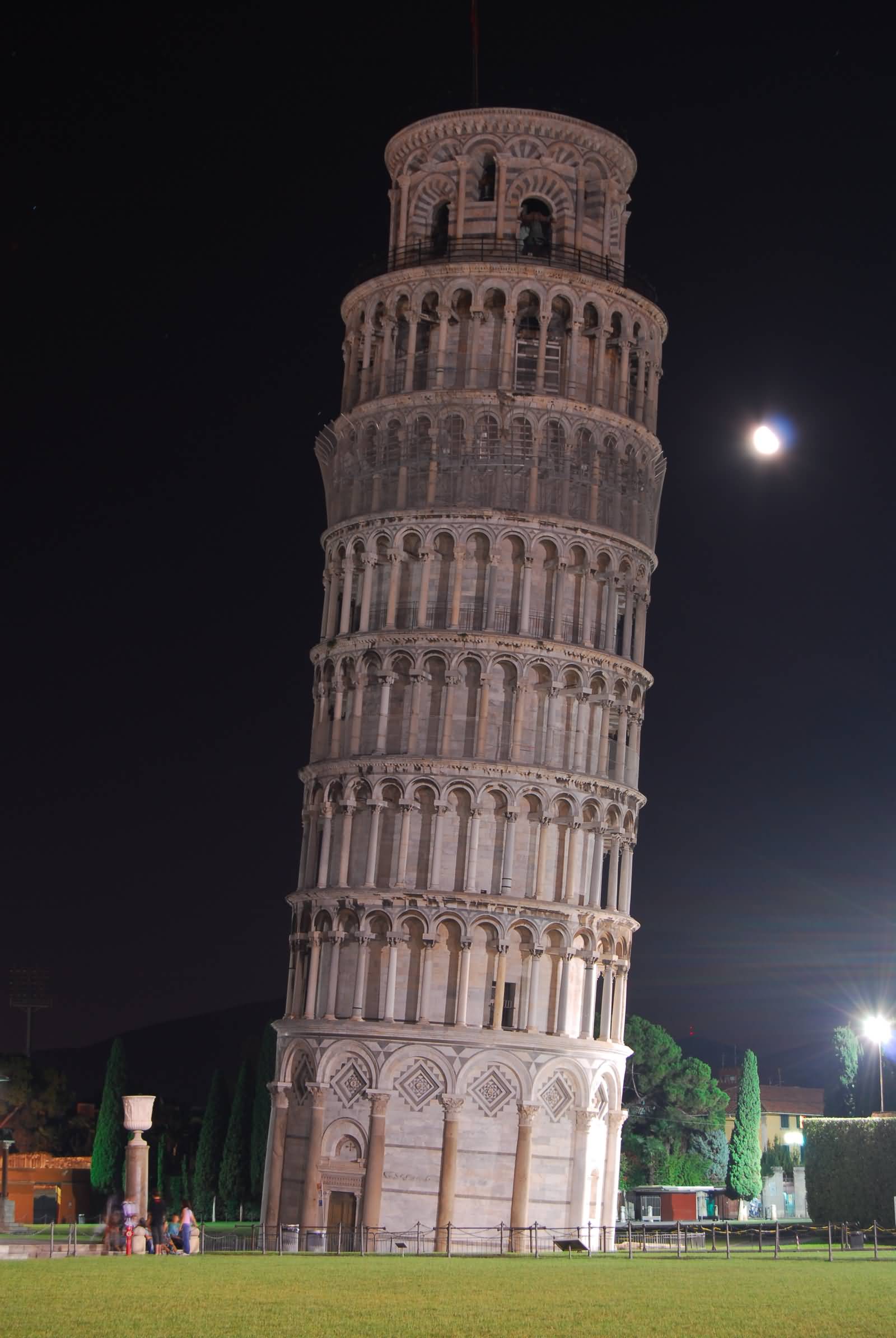 The Leaning Tower Of Pisa At Night With Moon Picture