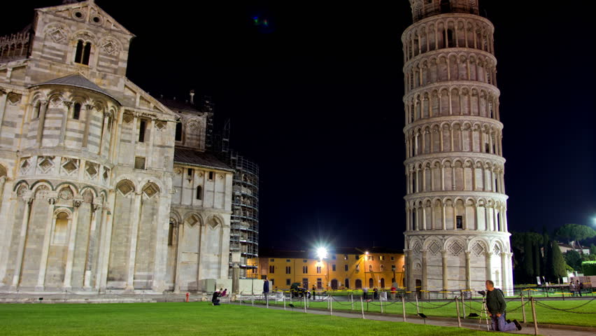 The Leaning Tower Of Pisa In Italy Night View