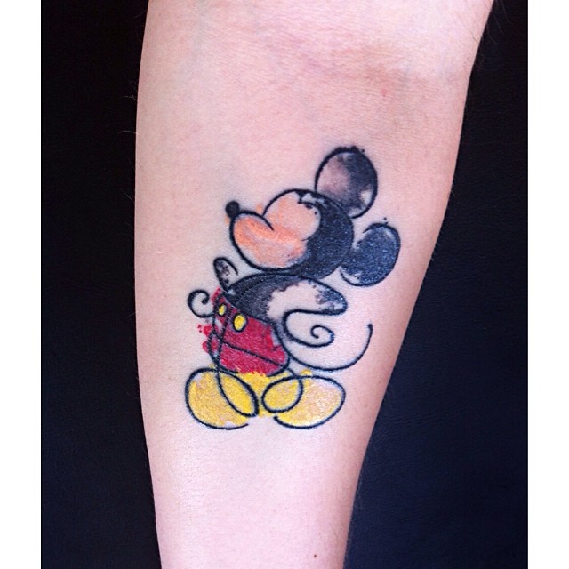 Watercolor Mickey Mouse Disney Tattoo