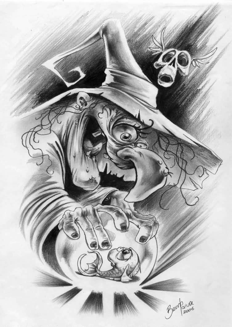 Witch Goblin Tattoo Design