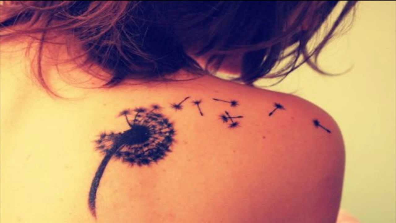 Amazing Blowing Dandelion Puff Tattoo On Shoulder For Girl