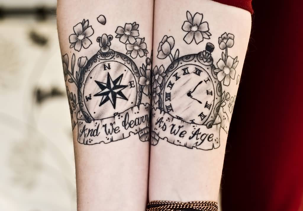 And We Learn As We Age Clock Tattoos On Forearm