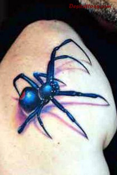 Arachnids Tattoo On Man Right Shoulder