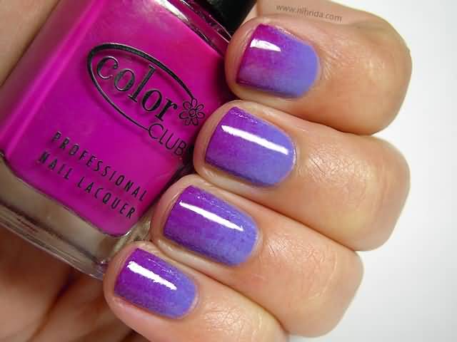Beautiful Glossy Purple Ombre Nail Art
