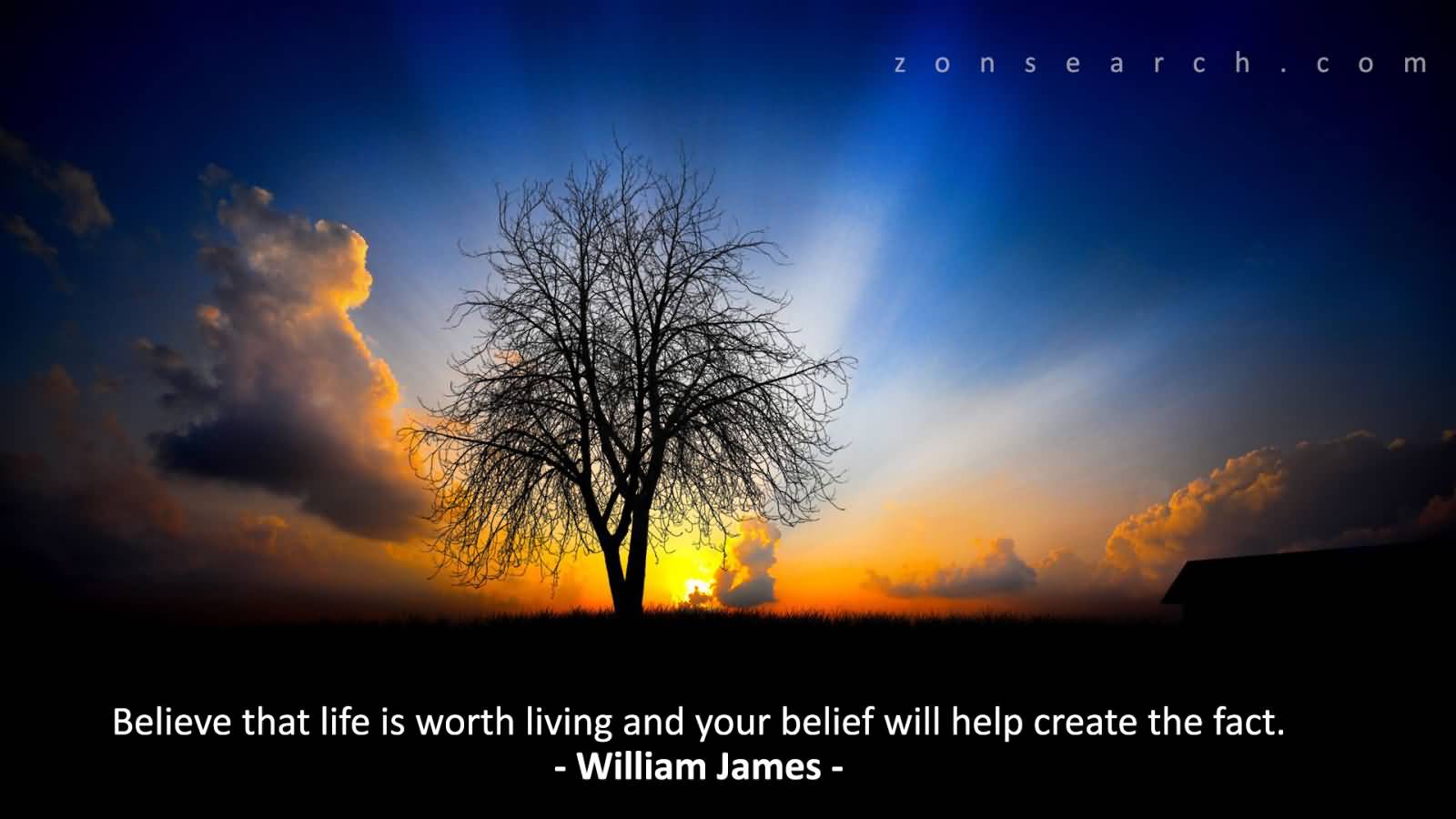 Believe that life is worth living and your belief will help create the fact  -  William James