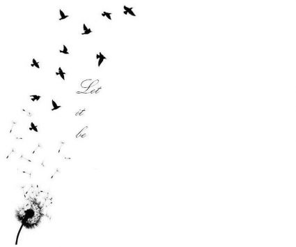 Birds Blowing From Dandelion With Let It Be Tattoo Design