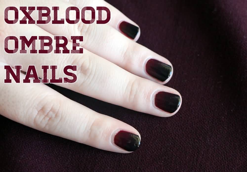 Black And Red Oxblood Ombre Nails