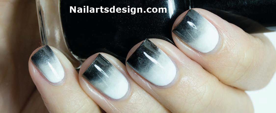 Black And White Ombre Nail Art Design For Trendy Girls