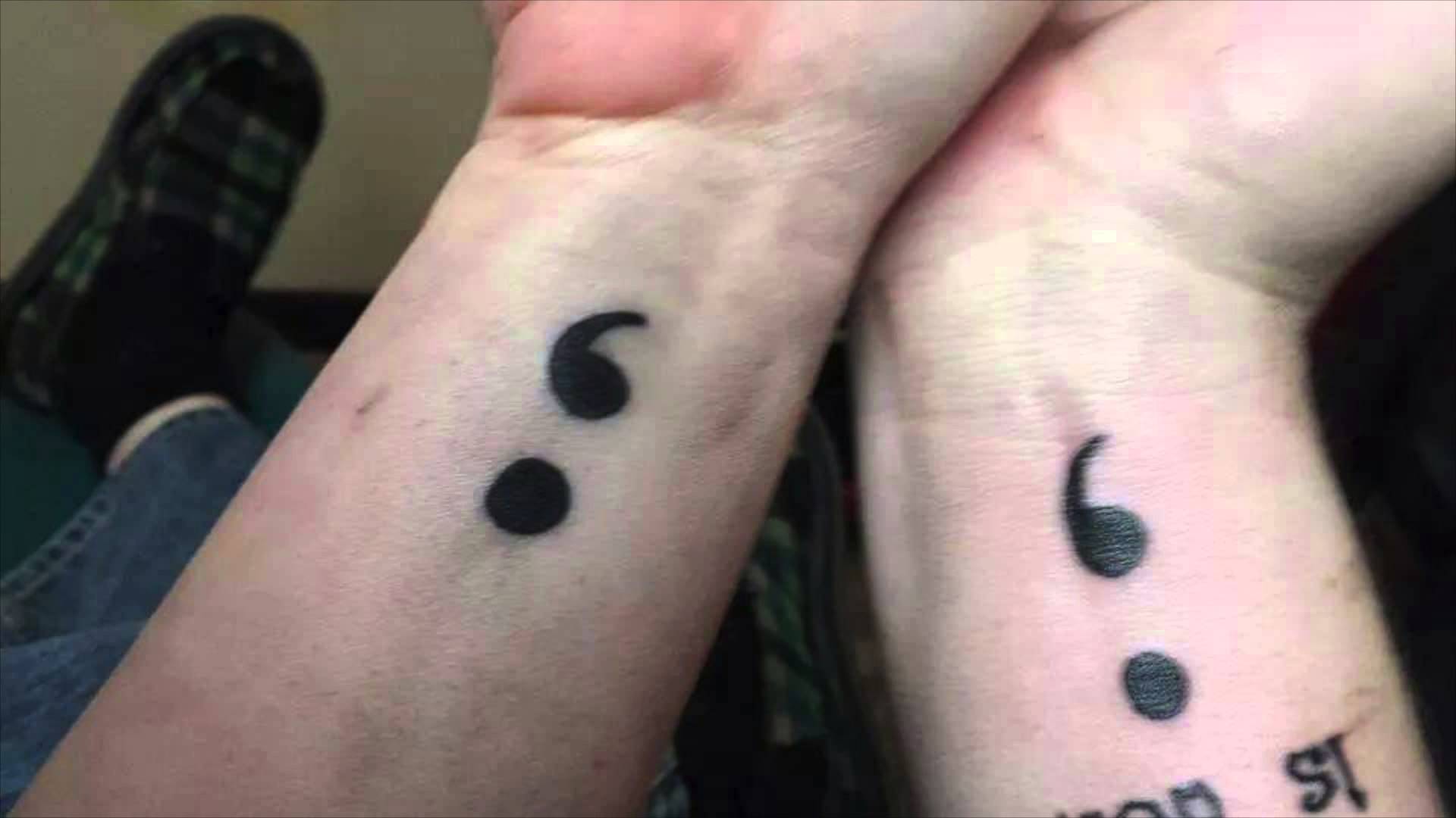 Black Semicolon Tattoos On Wrists