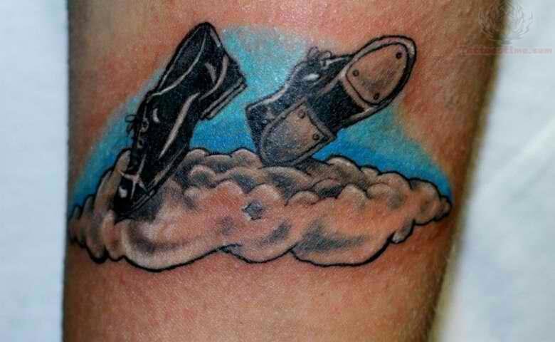 Black Shoes In Clouds Tattoo