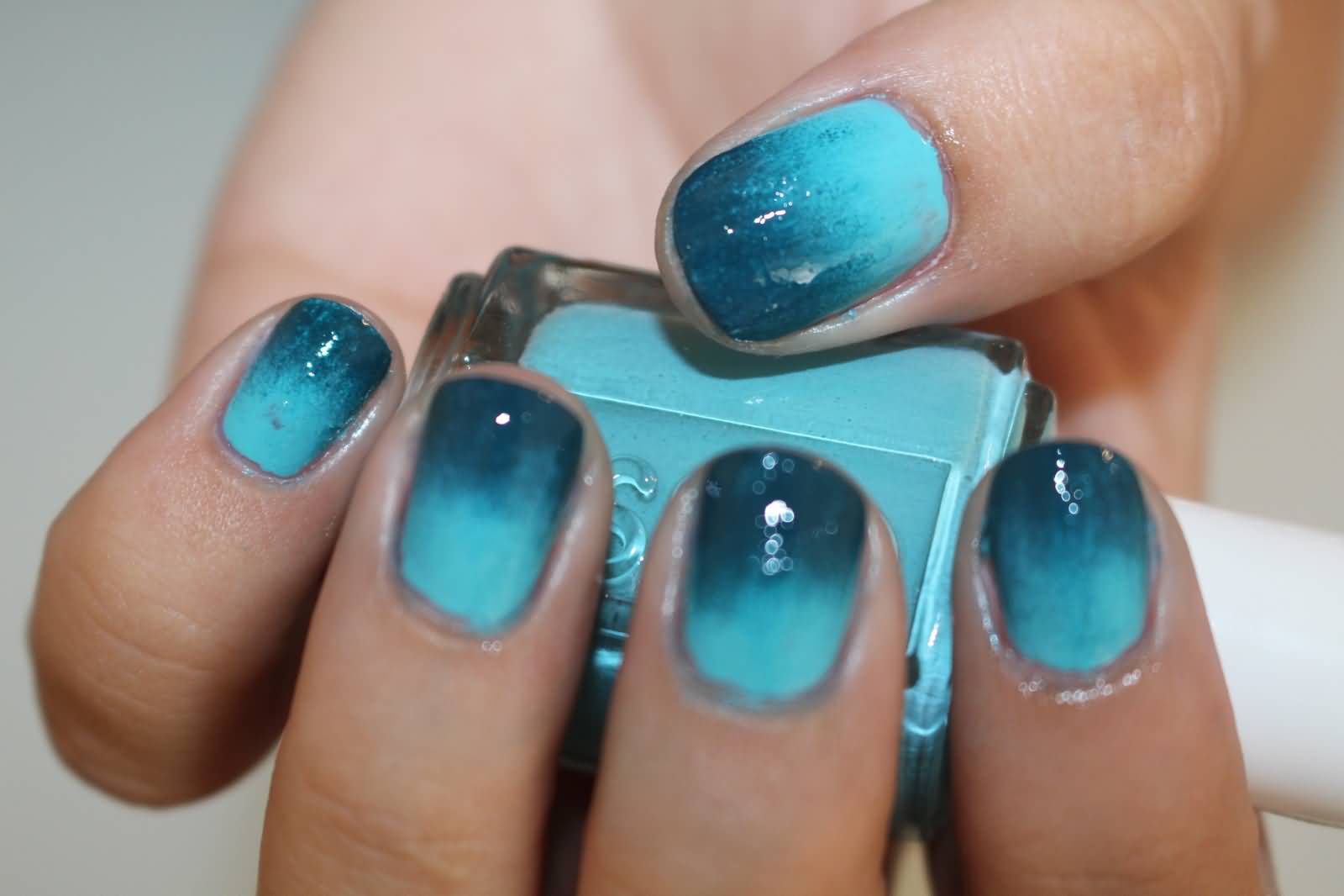 Blue And Green Ombre Nail Art
