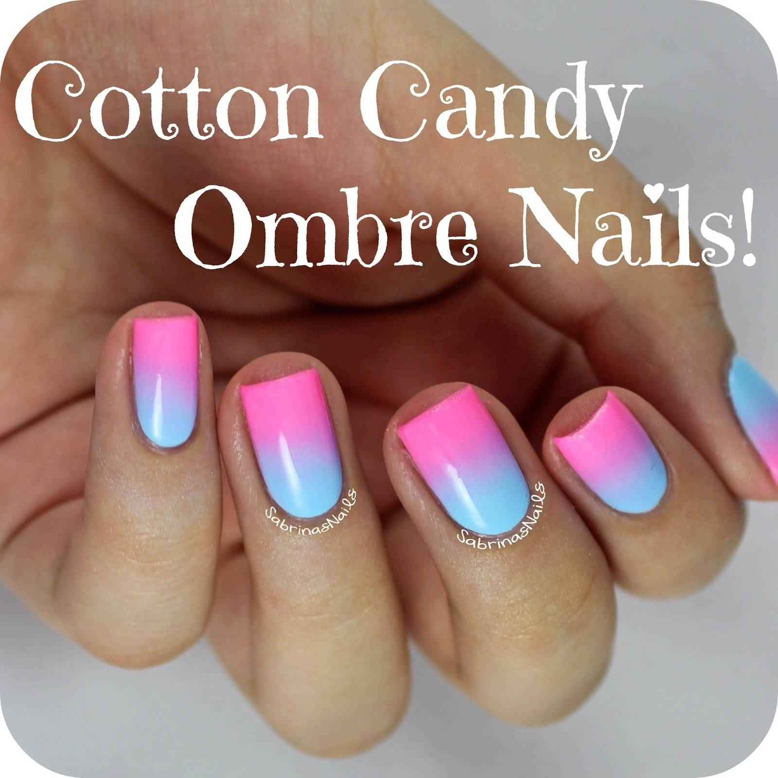 Blue And Pink Cotton Candy Ombre Nail Art
