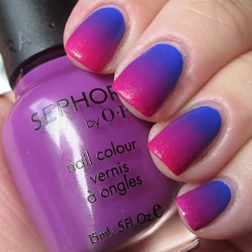 Blue And Pink Ombre Nail Art