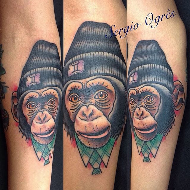 Bold Chimpanzee Tattoo by Sergio Ogres