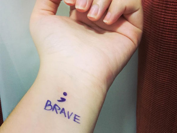 Brave Semicolon Tattoo For Wrist