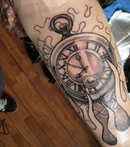 Broken Clock Tattoo On Forearm For Men