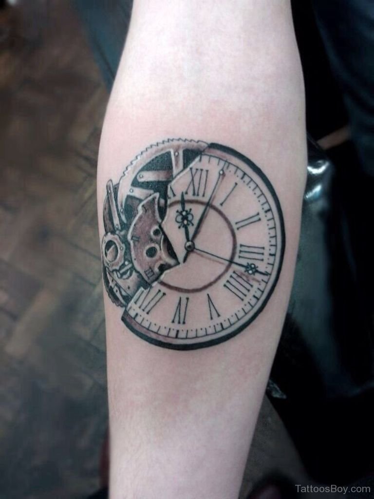 Broken Clock Tattoo On Forearm