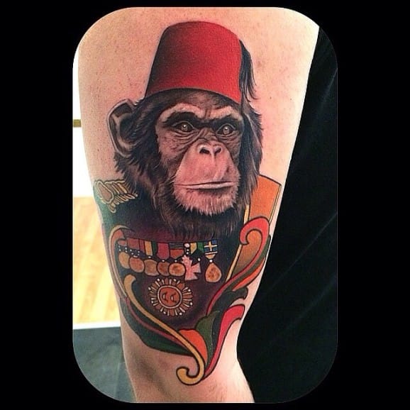 Chimpanzee Officer Tattoo by Ottos
